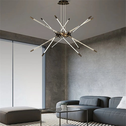 lustre moderne simple en cuivre de luxe suspendu - vue 6 sur 12