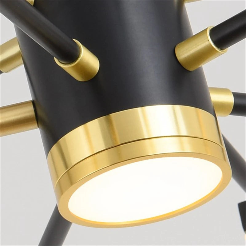 lustre d'art nordique moderne en fer avec éclairage led - vue 7 sur 9