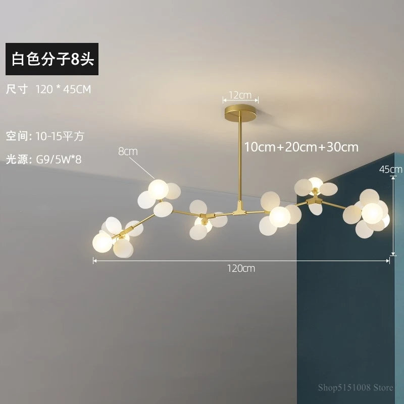 LED-Pendelleuchte im nordischen Design mit dekorativen Blumen aus Acryl - vue 15 sur 24