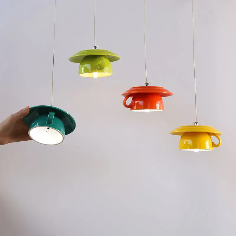 suspension moderne en céramique led théière pour cuisine