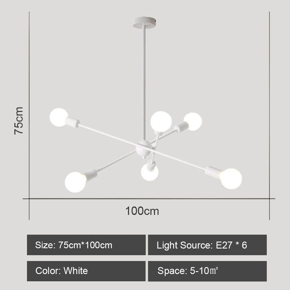 Moderner LED-Kronleuchter im industriellen Sputnik-Design für kreatives Wohnambiente - vue 15 sur 16