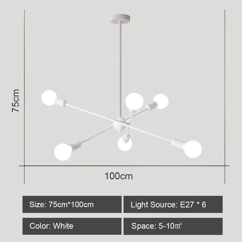 Moderner LED-Kronleuchter im industriellen Sputnik-Design für kreatives Wohnambiente - vue 16 sur 16