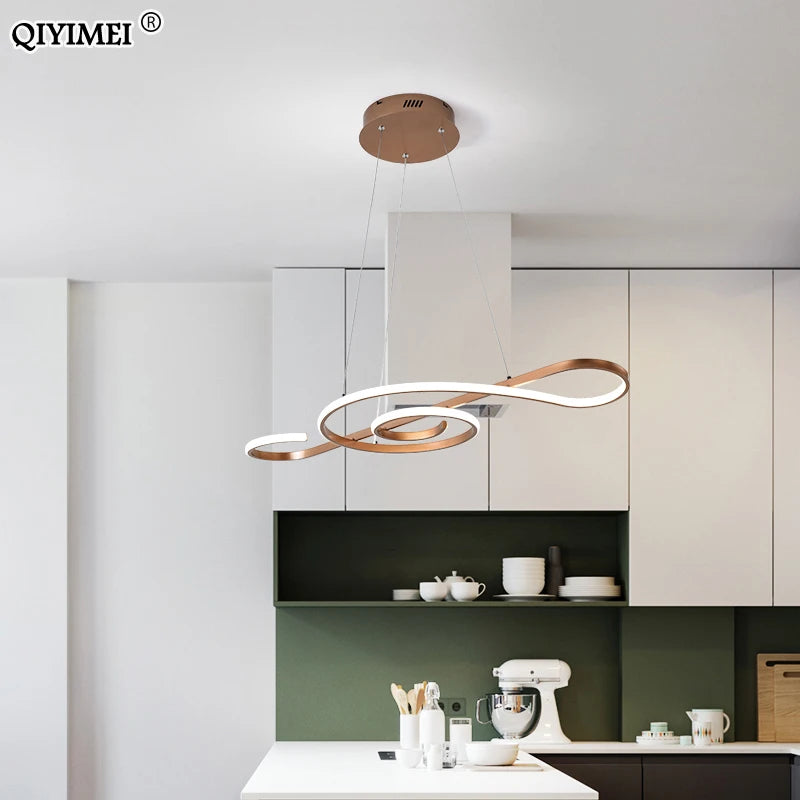 lampe suspendue led moderne avec télécommande luminaria avize - vue 3 sur 8
