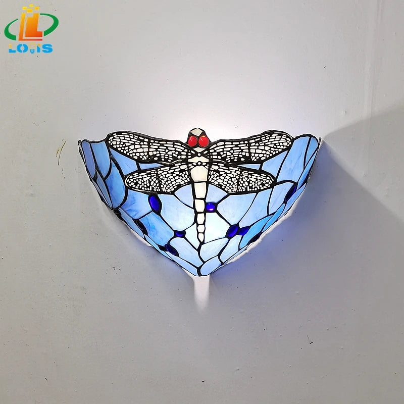 Wandleuchte aus Glas im Libellenmotiv im Tiffany-Stil für stilvolle Inneneinrichtung