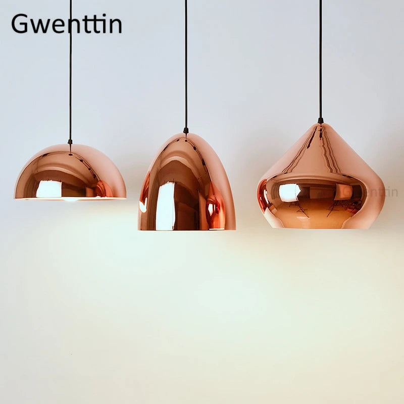 suspension moderne en fer et cuivre avec miroir à led - vue 11 sur 11