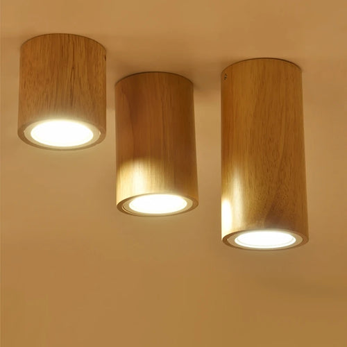 Runder LED-Spot aus Holz im nordischen Design - vue 3 sur 12
