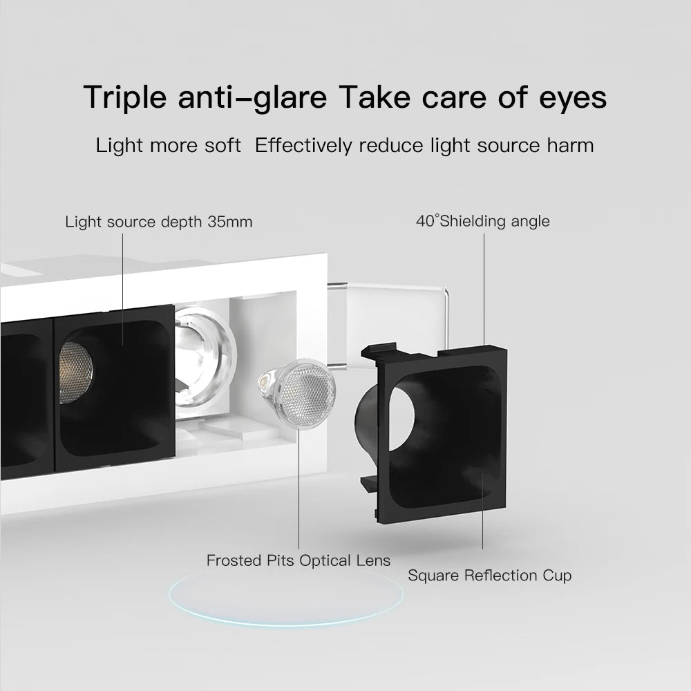 XRZLux – plafonnier Led carré encastré encastrable avec bande lumineuse linéaire - vue 5 sur 12