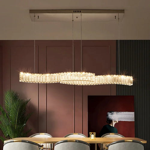 Kronleuchter mit LED-Kristallband modern, schlicht und kreativ - vue 3 sur 8