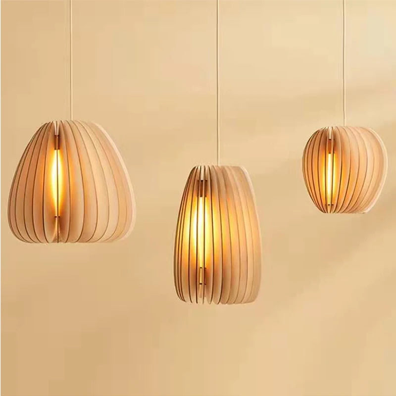 lampes suspendues en bois minimaliste pour restaurant créatives citrouille médiévale - vue 5 sur 10