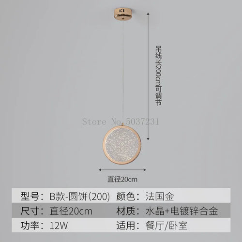 LED-Pendelleuchte aus goldenem Kristall im modernen nordischen Design - vue 9 sur 21