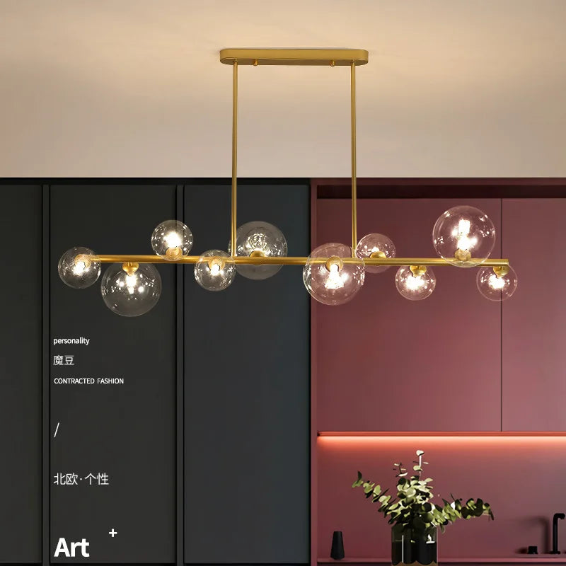 lustre led nordique moderne en boule de verre éclairage industriel - vue 2 sur 13
