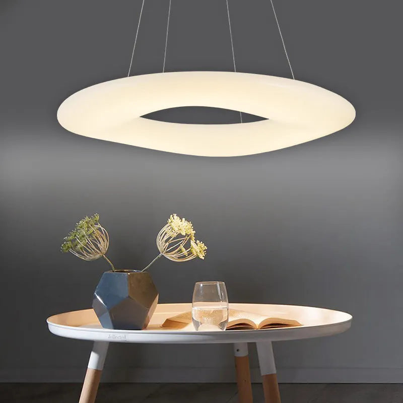 suspension led moderne anneau suspension luminaire 	 décor - vue 3 sur 9