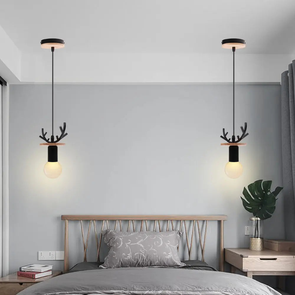 suspension led en bois simple nordique pour décoration maison - vue 5 sur 10