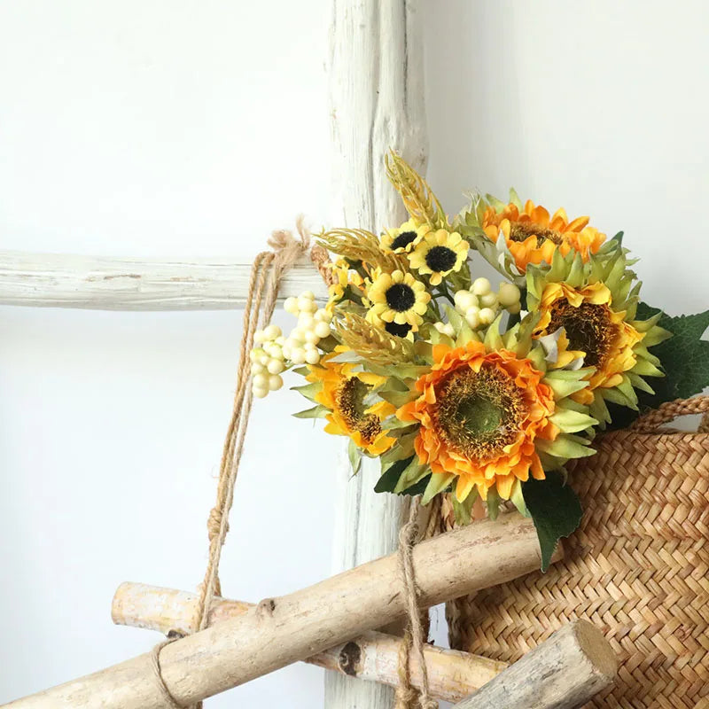 bouquet de tournesols artificiels pour mariage et décoration florale - vue 5 sur 7