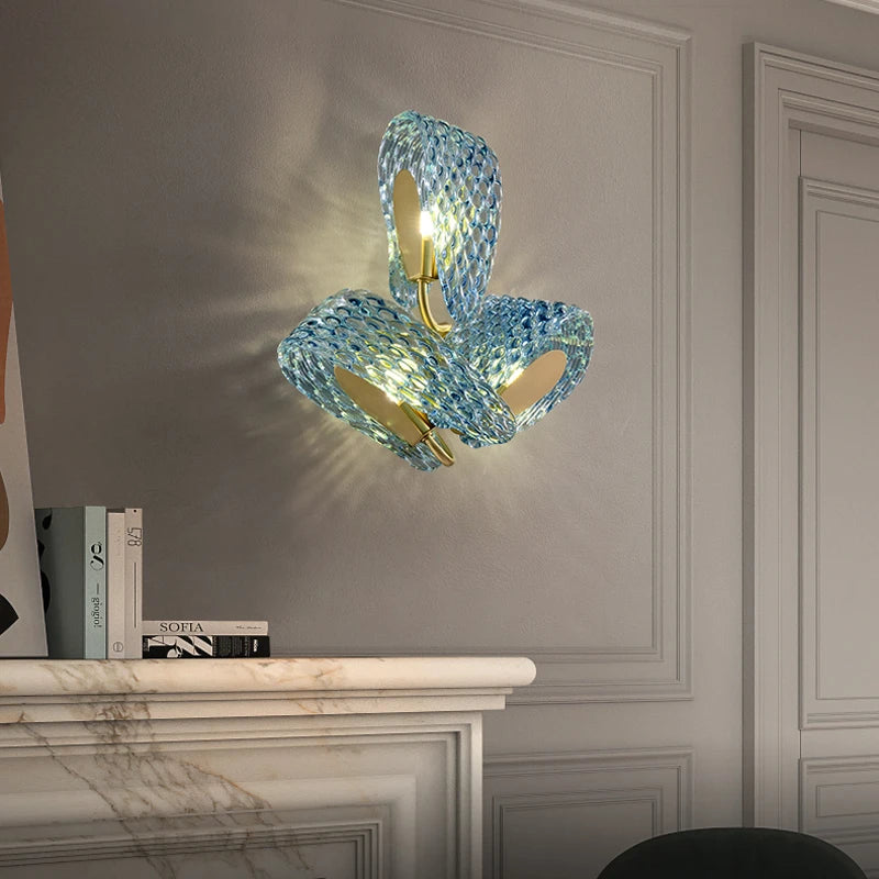 applique murale moderne en verre design doré et cuivré - vue 2 sur 14