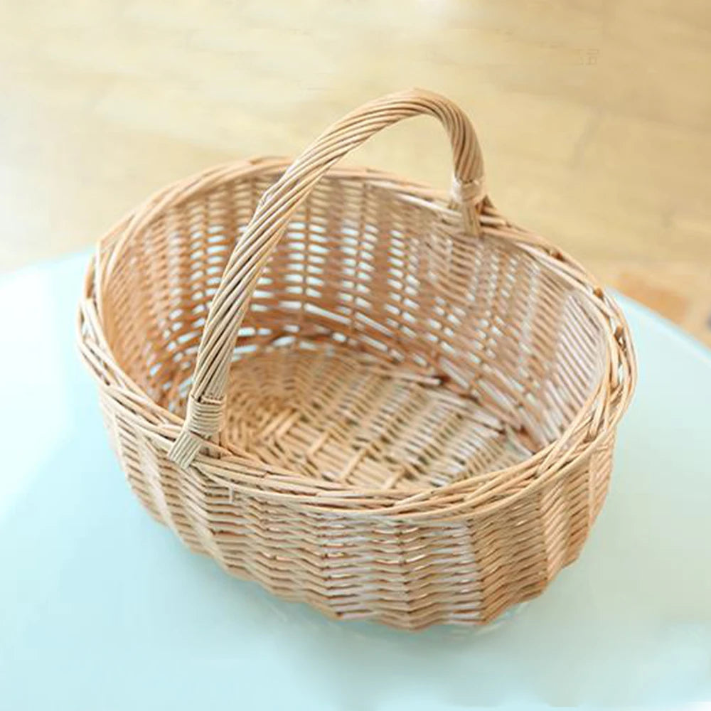 panier de pique-nique en osier grand modèle avec poignée décoratif et pratique - vue 5 sur 8