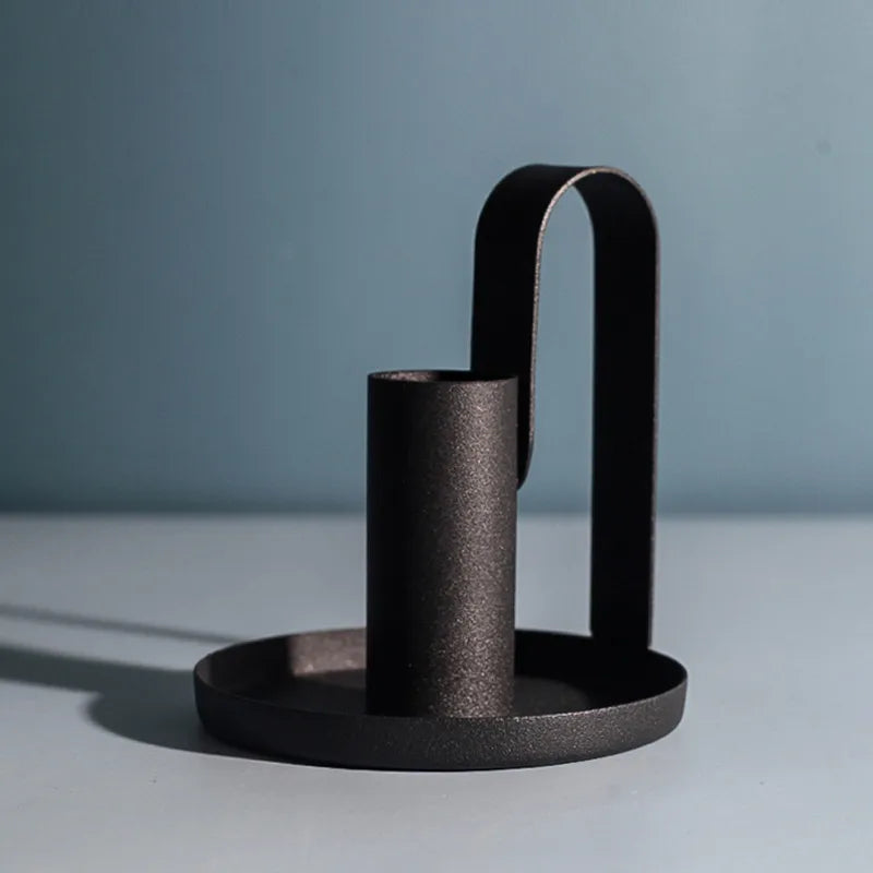 bougeoir en métal forgé simple et élégant pour décoration - vue 3 sur 7