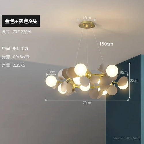 LED-Pendelleuchte im nordischen Design mit dekorativen Blumen aus Acryl