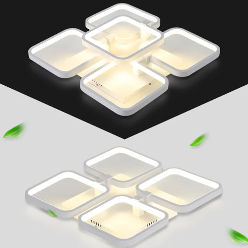 LED-Kronleuchter aus Eisen mit modernem rechteckigem Lampenschirm - vue 5 sur 5
