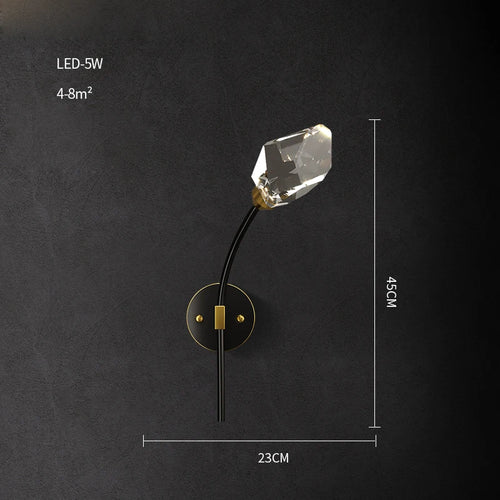 Postmoderne LED-Wandleuchte aus Messing und Kristall - vue 15 sur 22