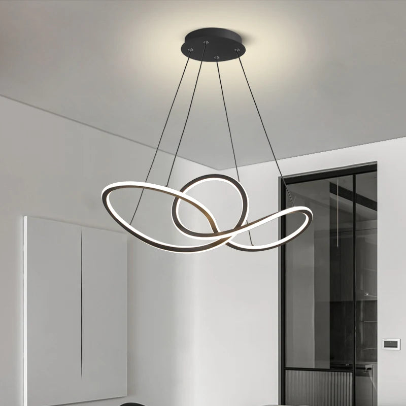 Kreativer LED-Kronleuchter aus Aluminium im nordischen postmodernen Stil - vue 6 sur 7