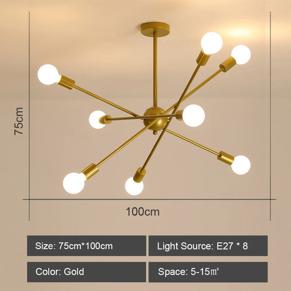 Moderner LED-Kronleuchter im industriellen Sputnik-Design für kreatives Wohnambiente - vue 13 sur 16