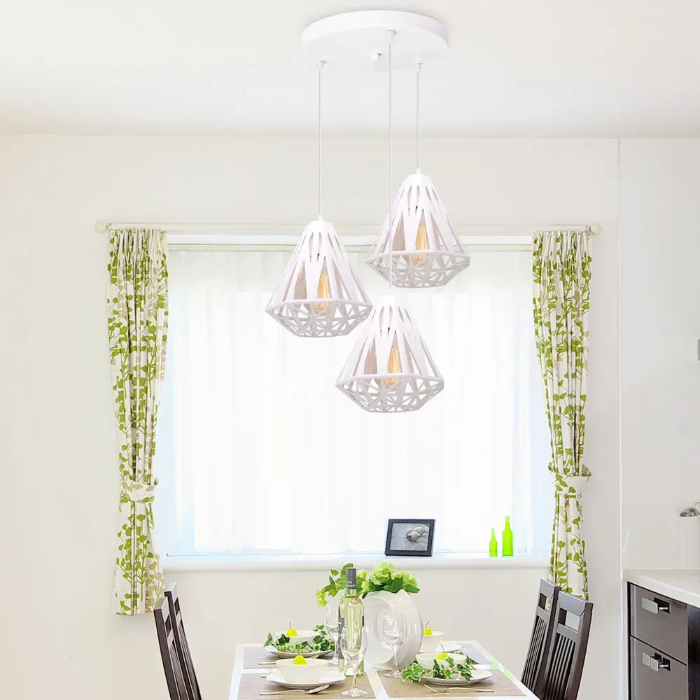 suspension industrielle vintage cage fer art diamant led - vue 6 sur 14