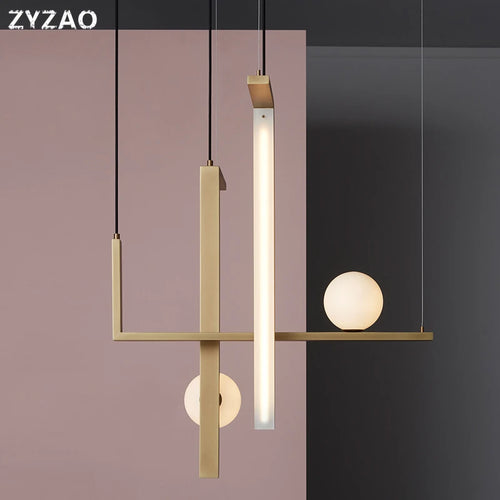 suspension moderne en fer et verre pour décoration intérieure - vue 4 sur 9