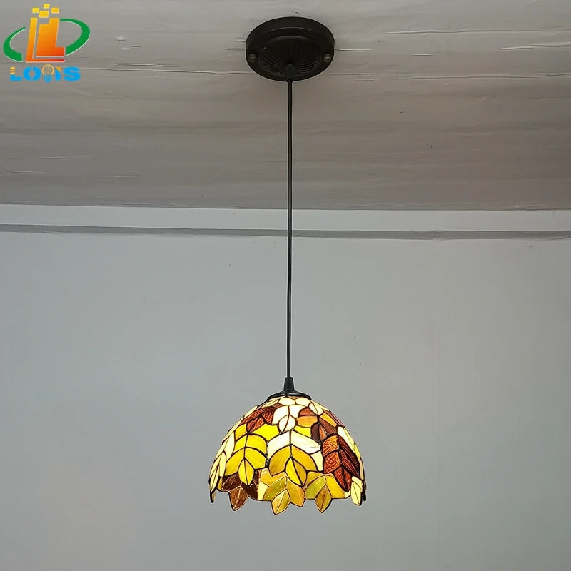 lustre en verre style tiffany pour restaurants et cafés rétro - vue 2 sur 6