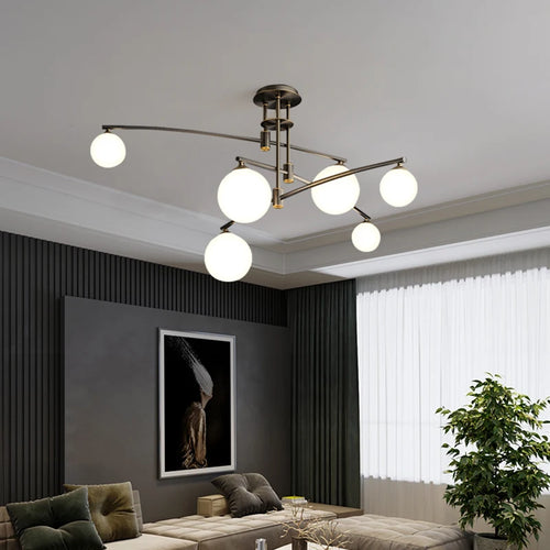 Moderne Pendelleuchte aus Metall und Glas für den Innenbereich - vue 6 sur 18
