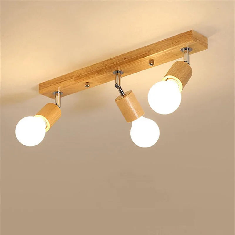 plafonnier moderne à leds en bois nordique pour intérieur - vue 2 sur 8