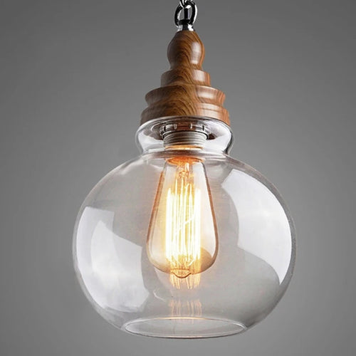 Retro-Pendelleuchte aus Holz mit LED-Beleuchtung für den Innenbereich - vue 8 sur 9