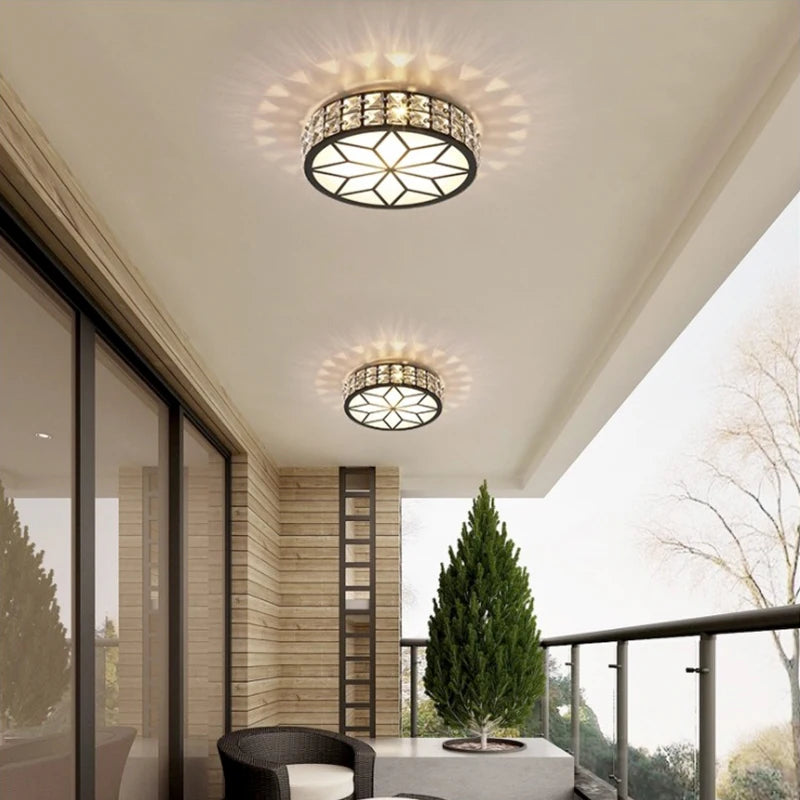 Plafonniers nordiques Lampara Techo lustre Led lumières en cristal Luminaria De Teto Para Sala Plafonnier or noir blanc Lampy - vue 5 sur 12