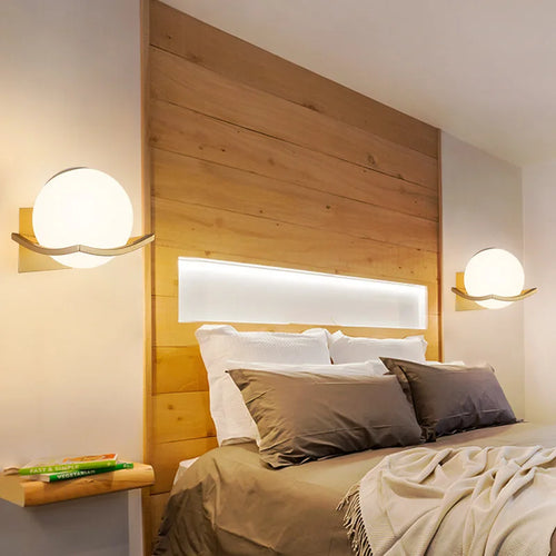 Wandleuchte Milchglas Gold für stilvolle Wohnraumgestaltung - vue 4 sur 8