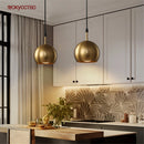 Pendelleuchte mit messingfarbenem Lampenschirm im amerikanischen Stil LED für Innenbeleuchtung Loft
