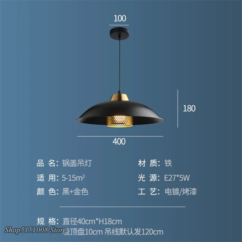 suspension moderne en fer style industriel vintage luminaires - vue 5 sur 6