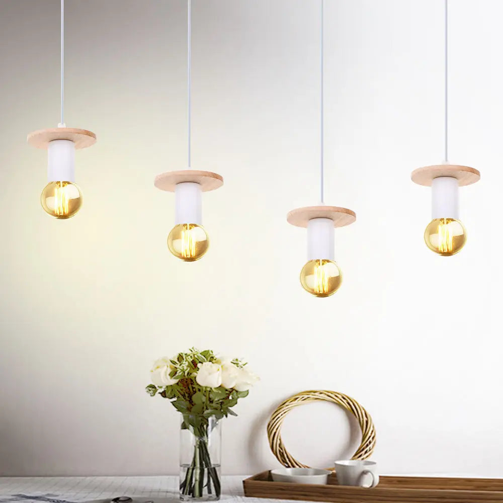 suspension led en bois simple nordique pour décoration maison - vue 4 sur 10