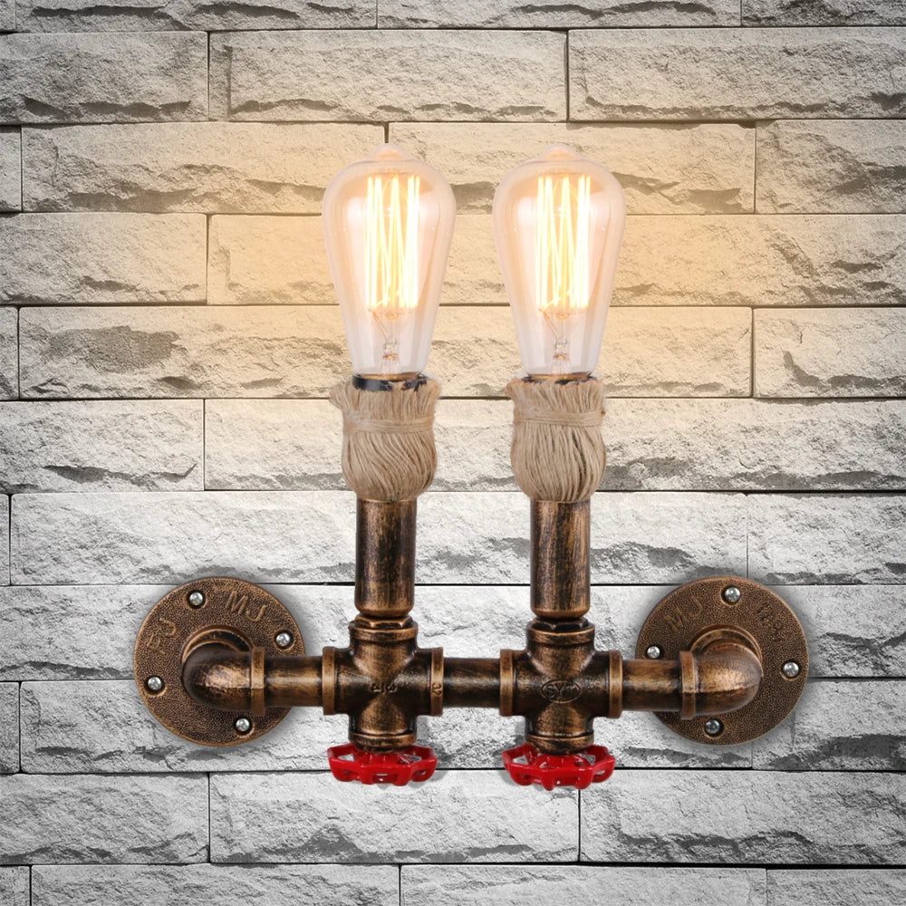 applique murale loft industriel fer rouille rétro steampunk - vue 3 sur 7