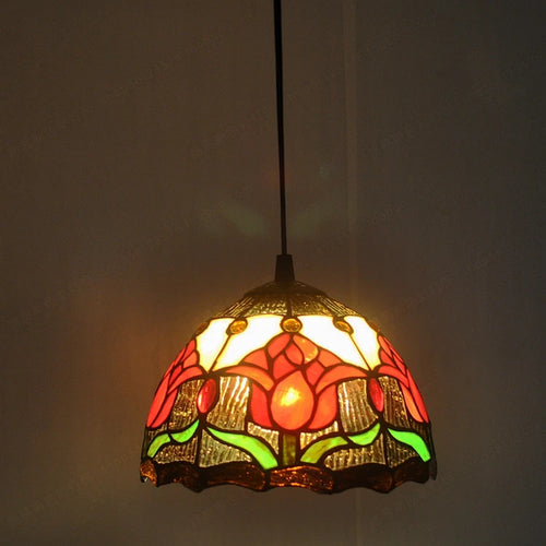 Tiffany-Kronleuchter aus Buntglas für dekorative, antike Beleuchtung - vue 19 sur 19
