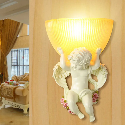 applique murale en résine d'art européen ange led