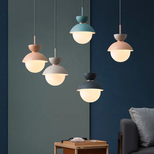 suspension créative avec abat-jour en verre et long câble - vue 2 sur 18