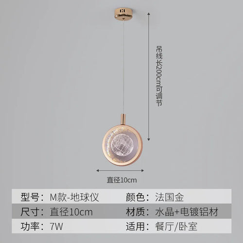 LED-Pendelleuchte aus goldenem Kristall im modernen nordischen Design - vue 21 sur 21
