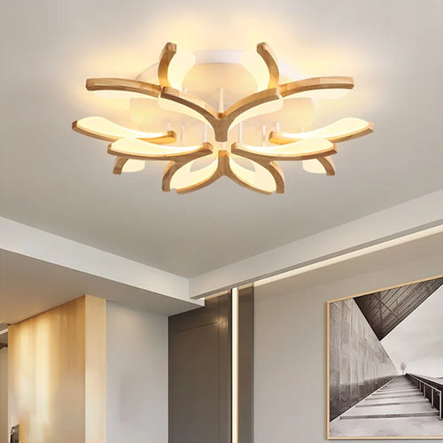 LED-Deckenleuchte nordisch aus Massivholz einfach modern - vue 4 sur 10