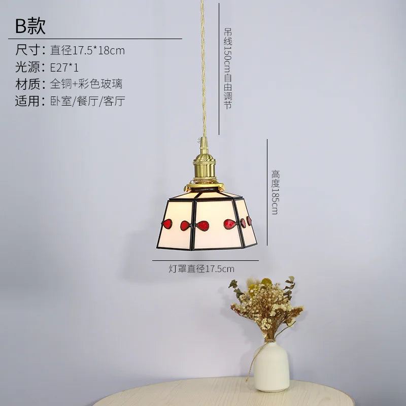 suspension rétro en verre teinté style japonais pour décoration intérieure