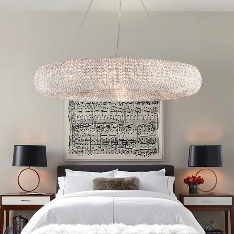lustre en cristal led moderne en chrome doré pour intérieur élégant - vue 5 sur 5
