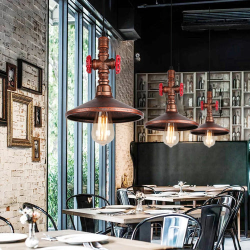 suspension vintage industriel loft tuyau d'eau luminaire bar restaurant