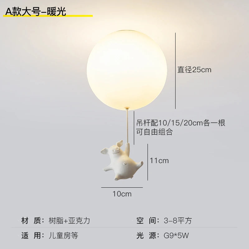 plafonnier led cochon volant pour décoration enfants - vue 10 sur 16