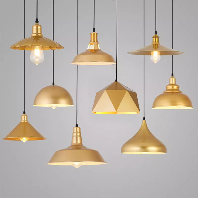Nordique rétro E27 suspension LED lumière pays américain couleur or lustre en fer forgé intérieur maison chevet salon cuisine lampe