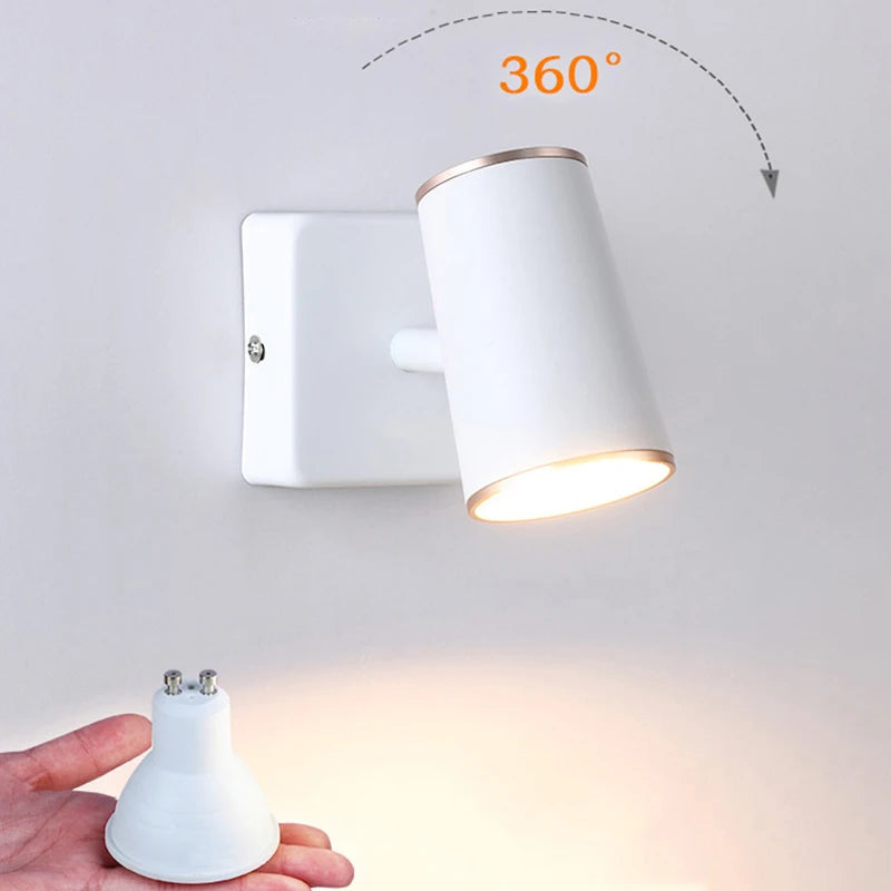 lampe de chevet led rotative à 360 degrés pour maison hôtel - vue 3 sur 8