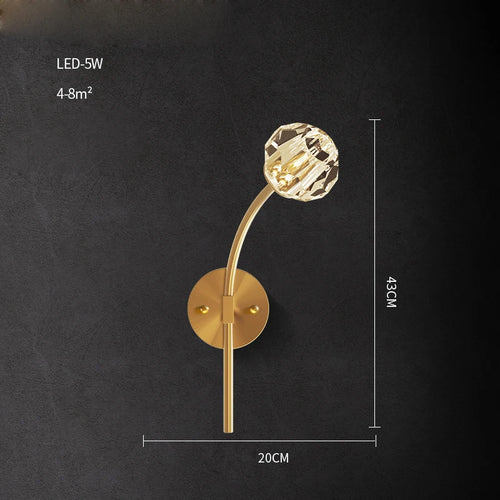 Postmoderne LED-Wandleuchte aus Messing und Kristall - vue 21 sur 22